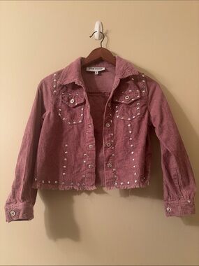 Steve Madden Dusty Rose Studded Corduroy Crop Jacket Girls Size 10/12